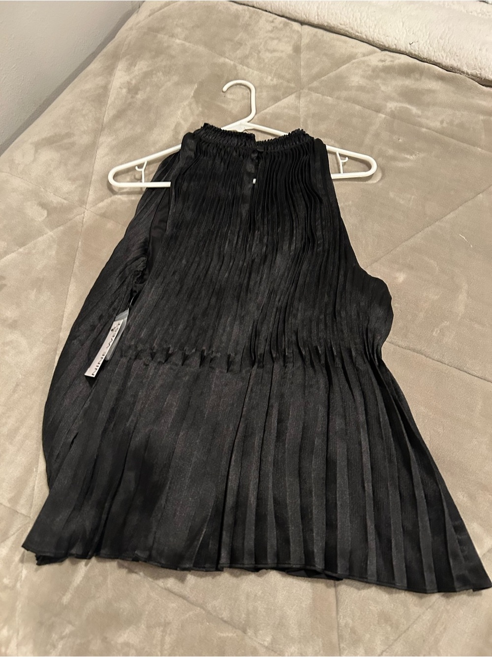 Nine West Black Pleated High-Neck Blouse